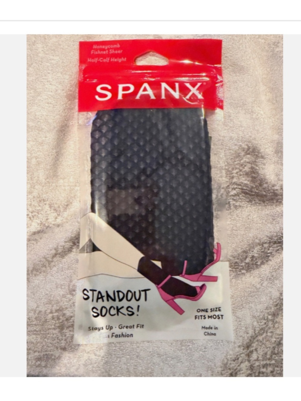 Spanx Stand out Socks Anklets Black Fishnet